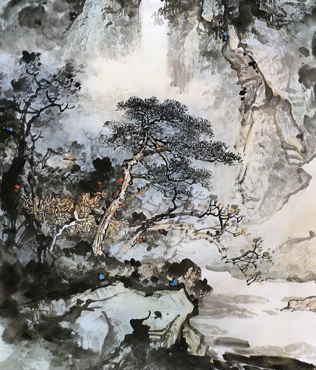 林文瑞山水画作品《半山烟雨醉人家》