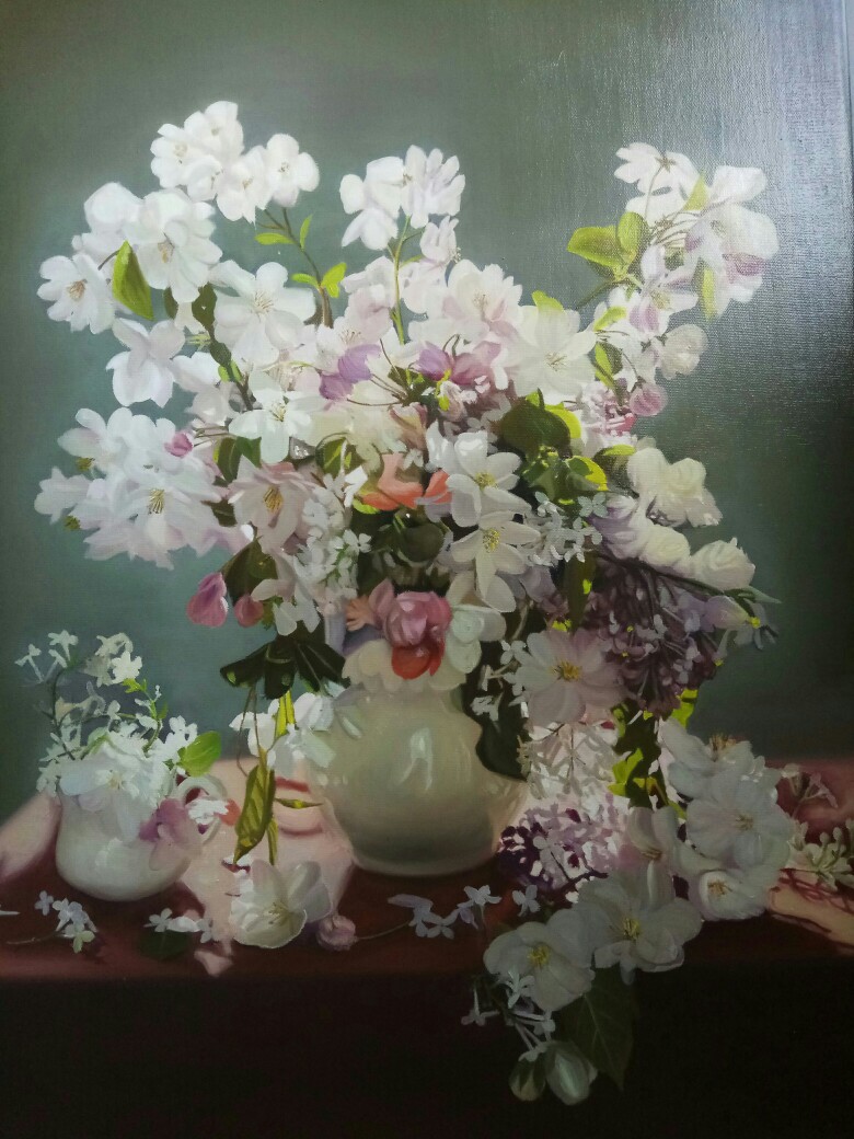 超写实油画静物画作品《花》