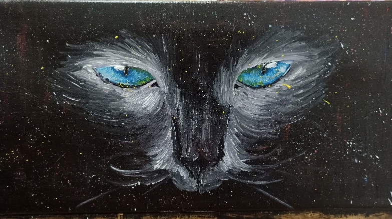 动物画作品《蓝猫》