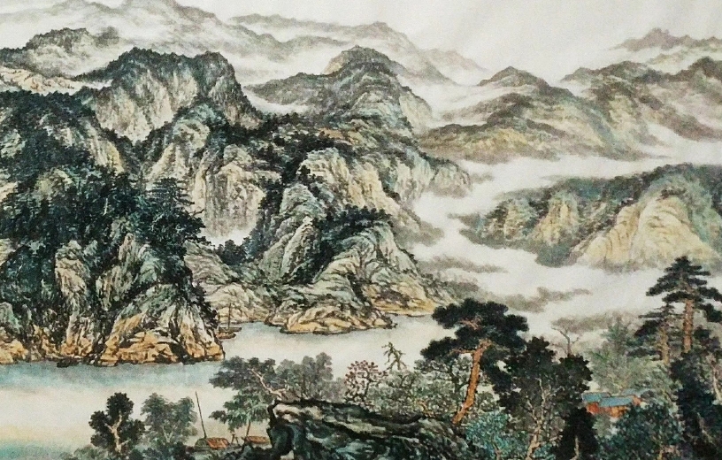 丁六五山水画作品《风送东江万里船》