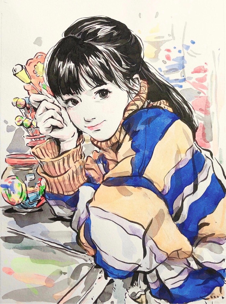 谭爵荣人物画《《女孩 》》